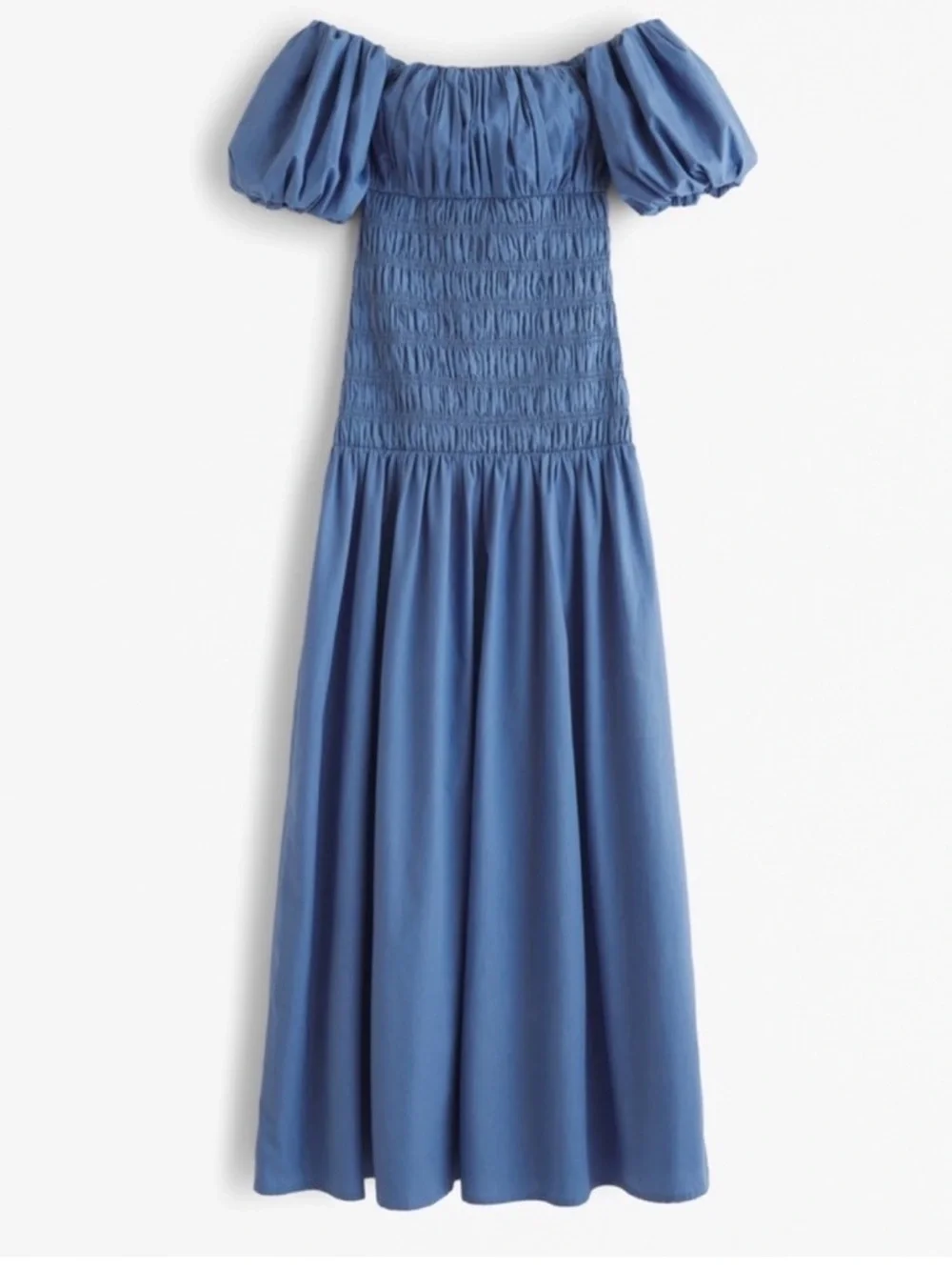 Abercrombie & Fitch Blue Off Shoulder Smocked Low Waist Maxi Dress NWOT